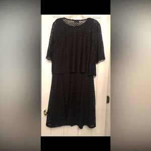 2pc black knit, A-line, sleeveless dress and matching bolero jacket. Size 18W.